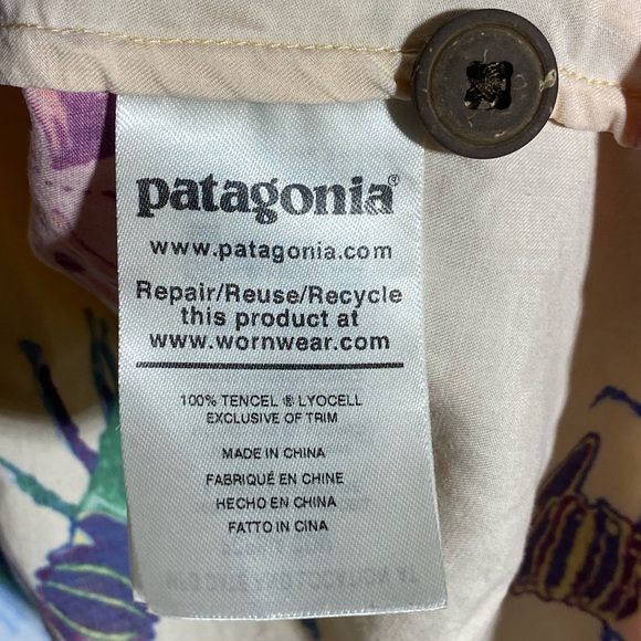SOLD Patagonia Pataloha Button Shirt Womens 12 Yellow Fish Vintage Sleeveless - Picture 3 of 3